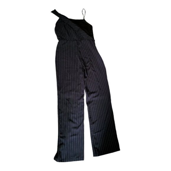 Asymmetrical Pinstripe Jumpsuit Size Small - Picture 3 of 7